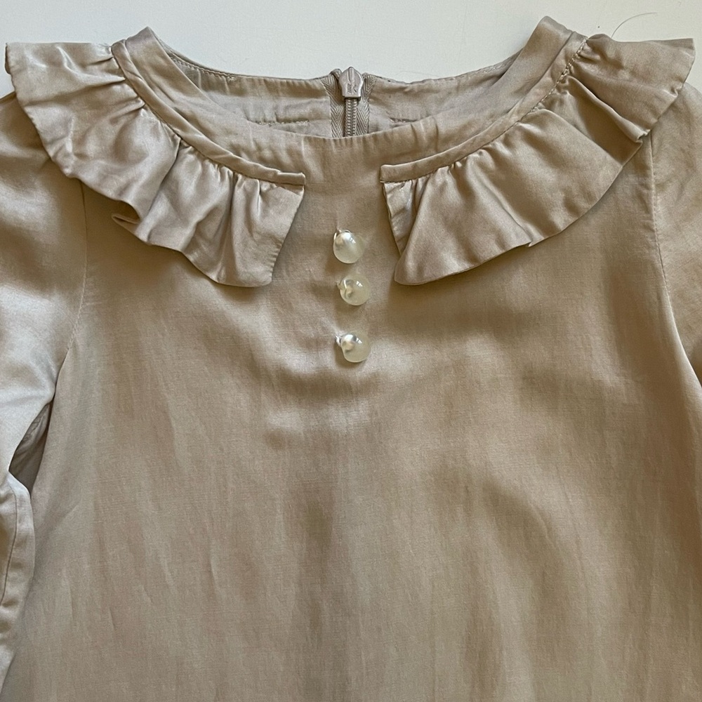 Marie Chantal Cream Silky Dress with Ruffles - Size 6 - Picture 4 of 16